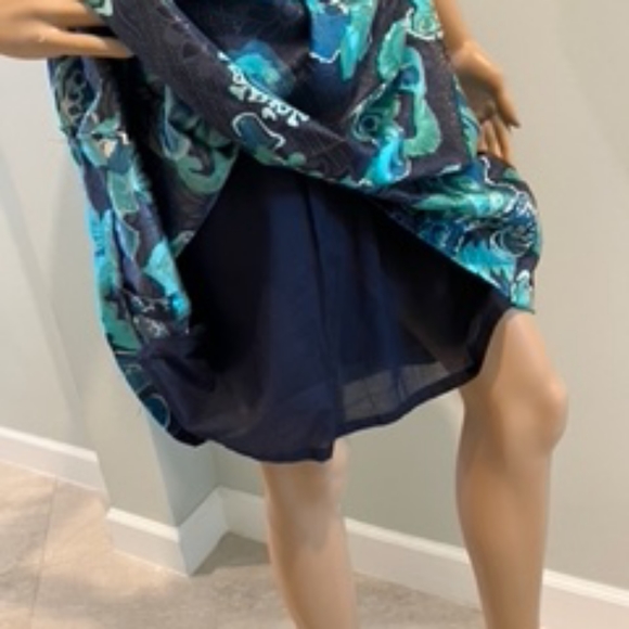 Tory Burch Black, Blue & Teal Sleeveless Silk Blend Fit & Flare Dress Si… - Picture 10 of 16